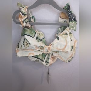 Alexis Gena Printed Linen-Blend Crop Top